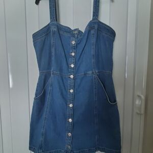 Levi's Denim Button-Front Mini Dress in Medium Blue